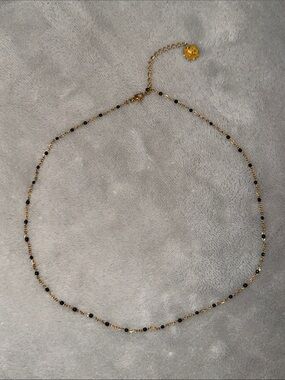 Gold Chain Necklace with Black Beads - Women's Jewelry never worn